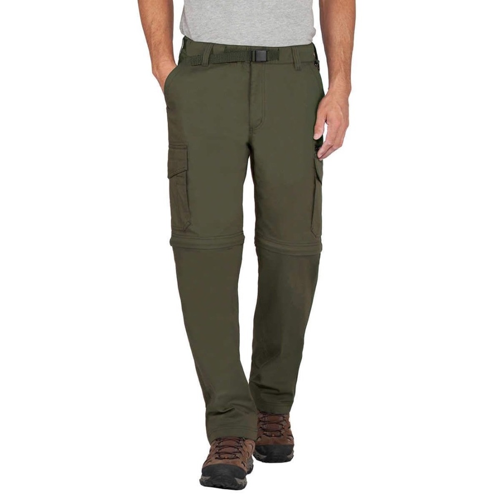 Men's Convertible Relaxed Fit Olive Green Work Hiking Cargo Pants Lx30